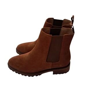 Quince Suede Chelsea Boots Women's 9 Cognac Brown Ankle Slip On